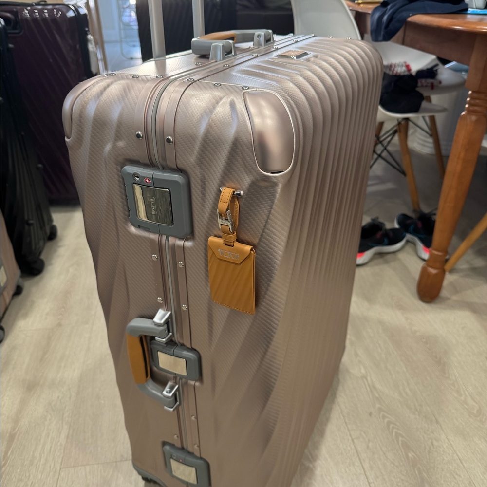 Tumi Metallic (Rose Gold) Suitcase SET with Tan Accents